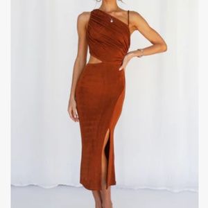 Hello Molly - Block It Out Midi Dress Rust - S